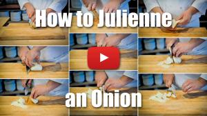 The video will teach you the classic technique for julienning an onion. 